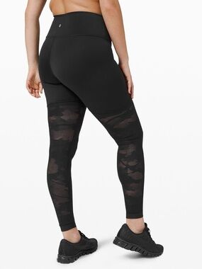 lululemon athletica Black High-Rise Leggings with Camo Mesh Panels